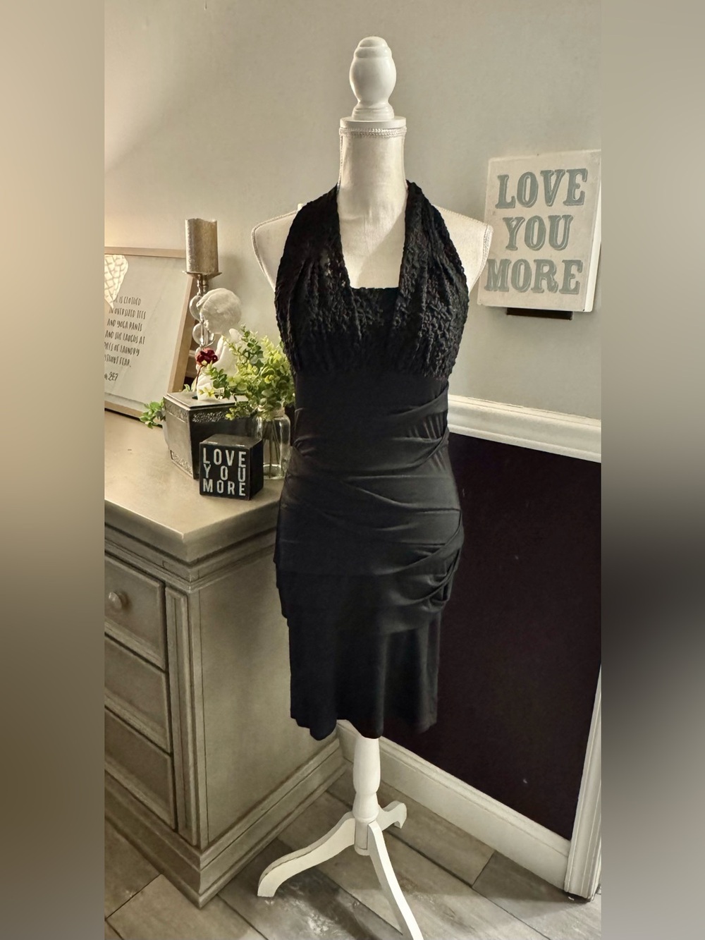 Saint Tropez West Black Halter Lace Cocktail Dress Size 10